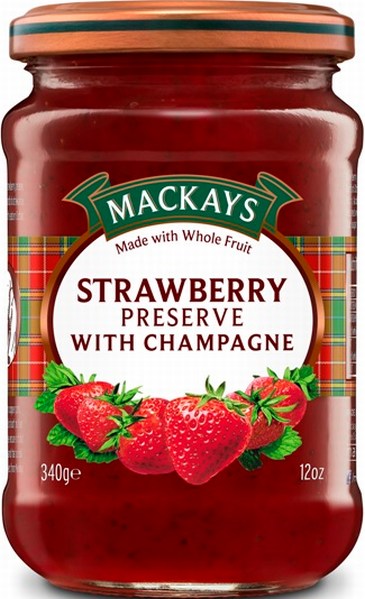 MarmeladeMackays Marmalades Strawberry Preserve with Champagne 340gDelikatessen Marmelade