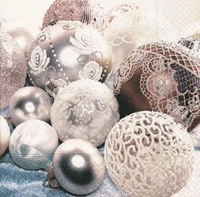 ServiettenWhite balls , weihnachtliches Motiv 33 x 33 cm, 3- lagig, á 20 Stück pro PackungDelikatessen Accessoires Servietten