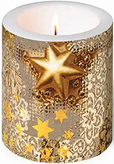 KerzenGold rush Kerze, weihnachtliches Motiv Durchm. 10,5 cm Höhe 12 cmDelikatessen Accessoires Kerzen