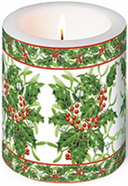 KerzenMistletoe & ilex Kerze, weihnachtliches Motiv Durchm. 10,5 cm Höhe 12 cmDelikatessen Accessoires Kerzen